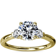 Petite Three-Stone Diamond Engagement Ring in 14k Yellow Gold